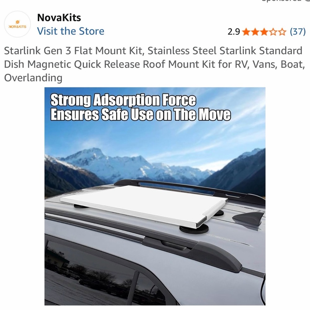 Starlink Gen3 Magnetic Roof Mount Kit